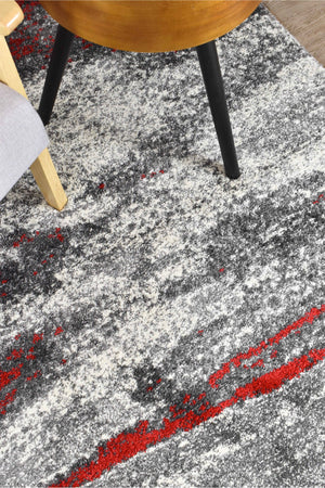 Dahlia 176 Grey Red Rug - Floorsome - MODERN