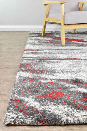 Dahlia 176 Grey Red Rug - Floorsome - MODERN