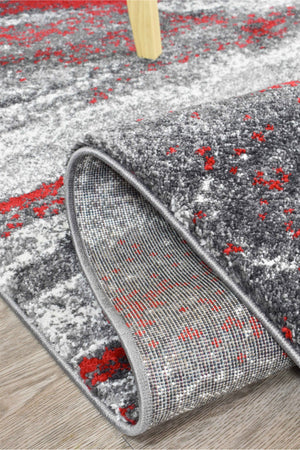 Dahlia 176 Grey Red Rug - Floorsome - MODERN