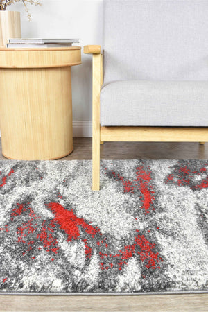 Dahlia 176 Grey Red Runner - Floorsome - RUNNER