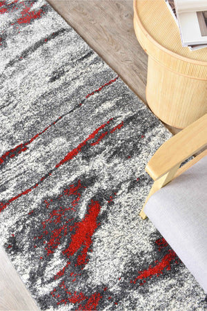 Dahlia 176 Grey Red Runner - Floorsome - RUNNER