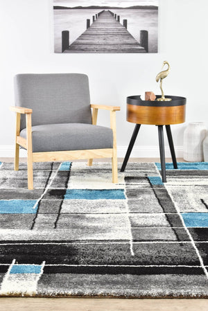 Dahlia 297 Dark Grey Turquoise Rug - Floorsome - MODERN