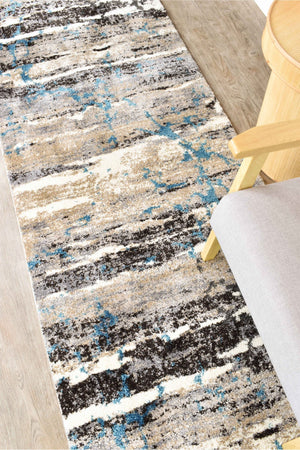 Dahlia 696 Dark Beige Turquoise Runner - Floorsome - RUNNER