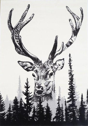 Deer Black White Rug - Floorsome - Modern