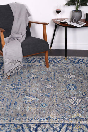 Delicate Navy Blue Oriental Rug - Floorsome - Traditional