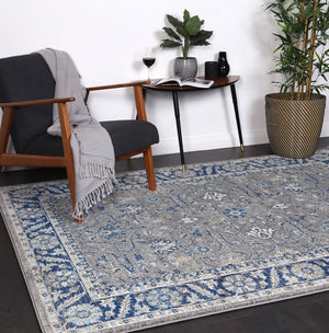 Delicate Navy Blue Oriental Rug - Floorsome - Traditional