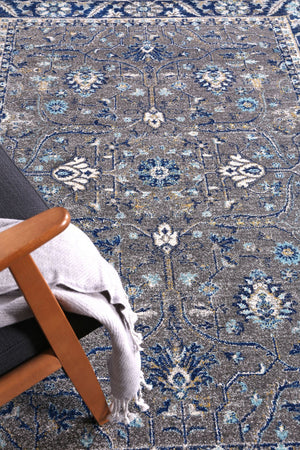 Delicate Navy Blue Oriental Rug - Floorsome - Traditional