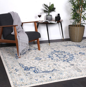 Delicate Navy Blue Traditional Rug - Floorsome - Traditional