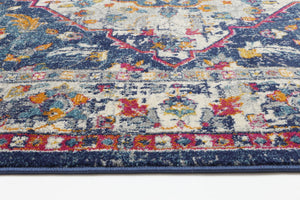 Delicate Navy Multi Oriental Rug - Floorsome - Traditional