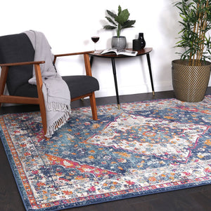 Delicate Navy Multi Oriental Rug - Floorsome - Traditional