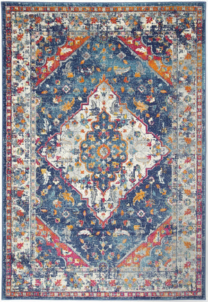 Delicate Navy Multi Oriental Rug - Floorsome - Traditional