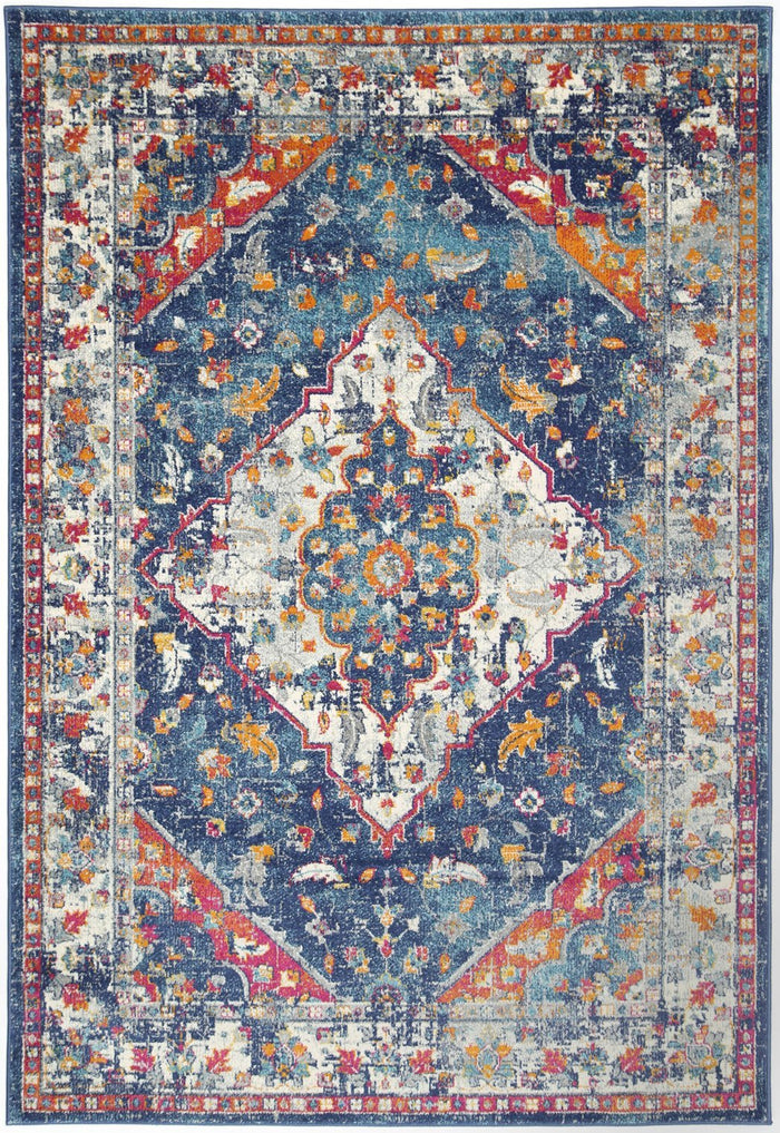 Delicate Navy Multi Oriental Rug