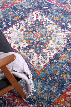 Delicate Navy Multi Oriental Rug - Floorsome - Traditional