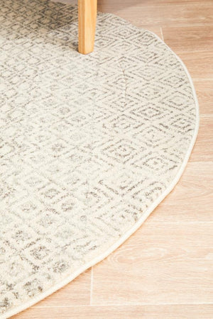 Diamond Grey Transitional Round Rug - Floorsome - Modern