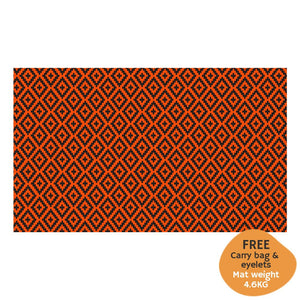 DIAMOND Recycled Plastic Mat, Outback Orange & Black 2.4x4m - Floorsome - Outdoor Rugs