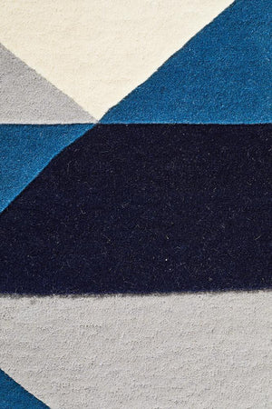 Digital Designer Wool Rug Blue Grey White - Floorsome - Modern