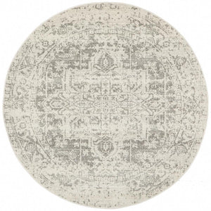 Dream White Silver Transitional Round Rug - Floorsome - Modern