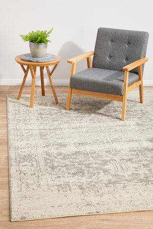 Dream White Silver Transitional Rug - Floorsome - Modern