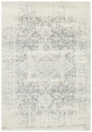 Dream White Silver Transitional Rug - Floorsome - Modern