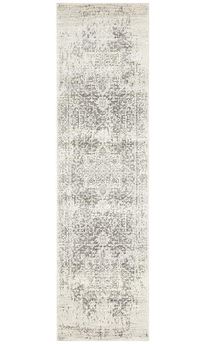 Dream White Silver Transitional Runner Rug - Floorsome - Modern