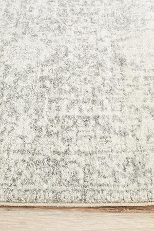 Dream White Silver Transitional Runner Rug - Floorsome - Modern