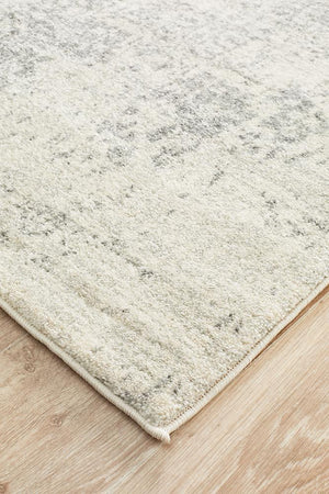 Dream White Silver Transitional Runner Rug - Floorsome - Modern