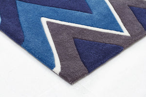 Eclectic Chevron Rug Navy Blue - Floorsome - Modern