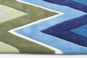 Eclectic Chevron Rug Navy Blue - Floorsome - Modern