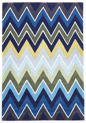 Eclectic Chevron Rug Navy Blue - Floorsome - Modern