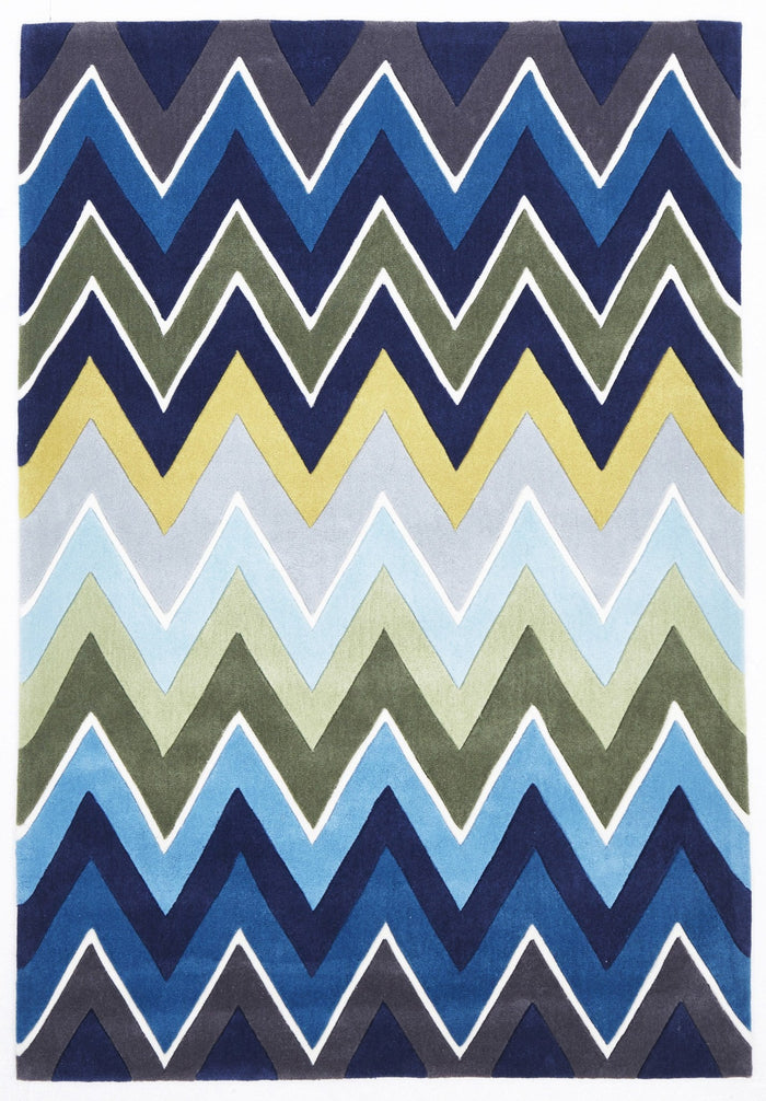 Eclectic Chevron Rug Navy Blue