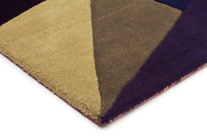 Eclectic Designer Wool Runner Rug Blue Rust Purple - Floorsome - Modern