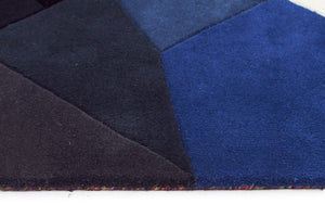 Eclectic Designer Wool Runner Rug Blue Rust Purple - Floorsome - Modern