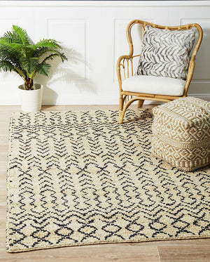 Elki Hand Woven Tribal Jute Rug - Floorsome - Natural