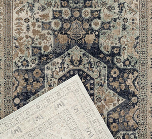 Esquire Brushed Traditional Blue Rug - Floorsome - Traditional