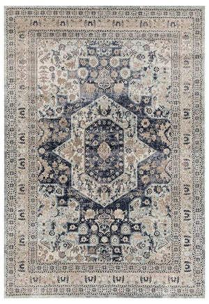 Esquire Brushed Traditional Blue Rug - Floorsome - Traditional