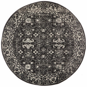 Estella Charcoal Transitional Round Rug - Floorsome - Modern