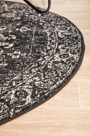 Estella Charcoal Transitional Round Rug - Floorsome - Modern