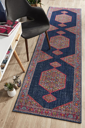 Eternal 915 Navy Runner Rug - Floorsome - Traditional