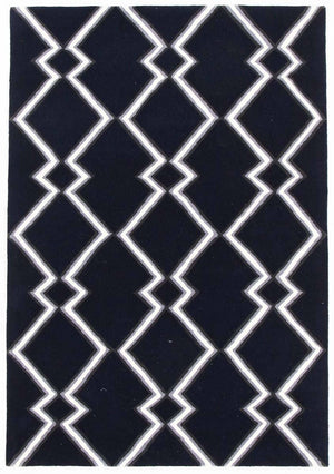 Fantasy Festival Dark Blue Handmade Wool Rug - Floorsome - Modern