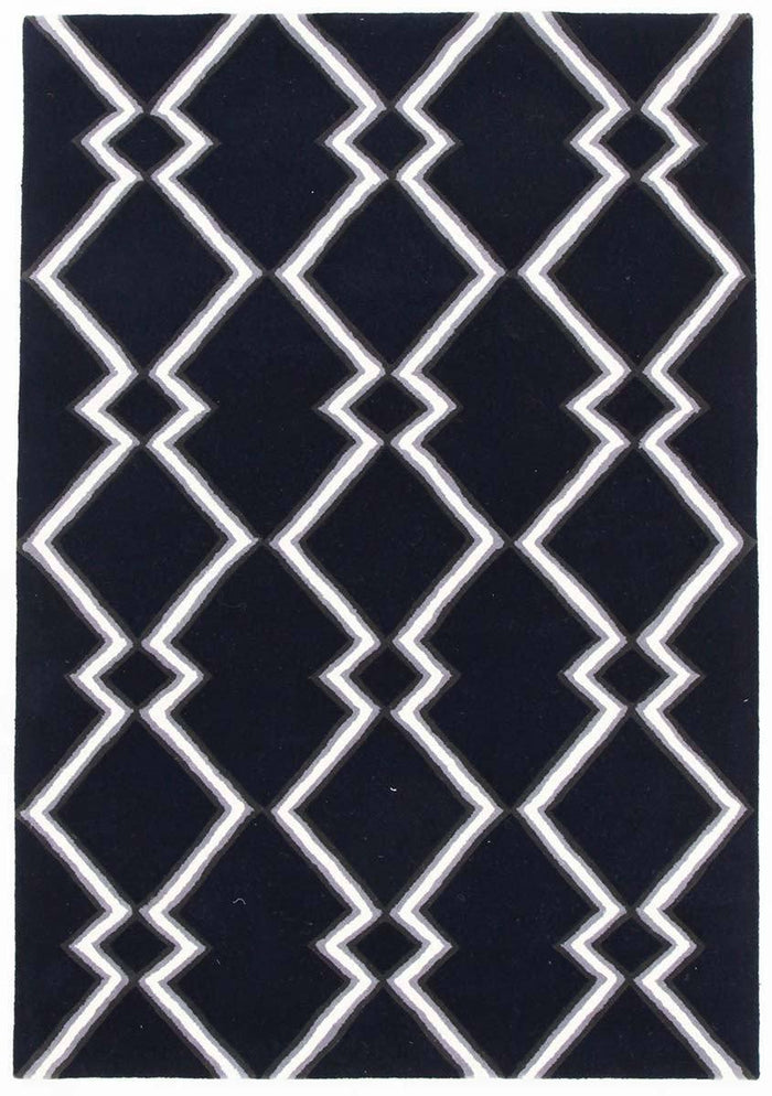 Fantasy Festival Dark Blue Handmade Wool Rug