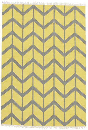 Fantasy Firefly Yellow Chevron Sunny Handmade Cotton Rug - Floorsome - Modern