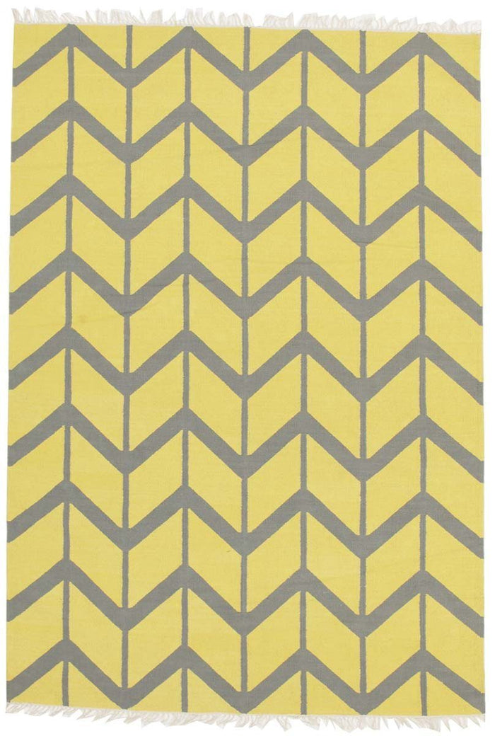 Fantasy Firefly Yellow Chevron Sunny Handmade Cotton Rug