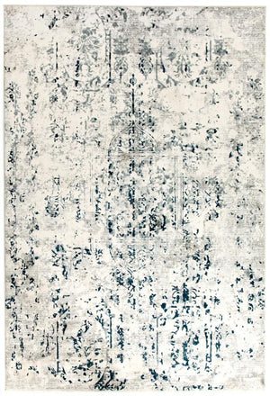 Farah Distressed Contemporary Rug White Blue Grey - Floorsome - Modern