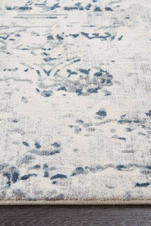 Farah Distressed Contemporary Rug White Blue Grey - Floorsome - Modern