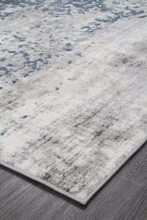 Farah Distressed Contemporary Rug White Blue Grey - Floorsome - Modern