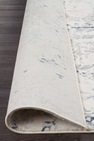 Farah Distressed Contemporary Rug White Blue Grey - Floorsome - Modern