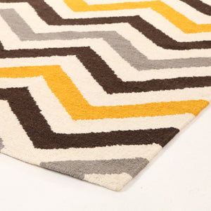 Flat Weave Design Rug Yellow Brown - Floorsome - Modern