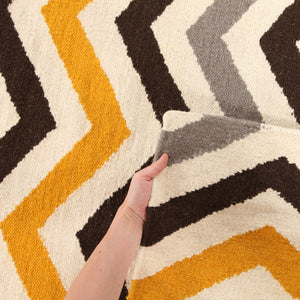 Flat Weave Design Rug Yellow Brown - Floorsome - Modern