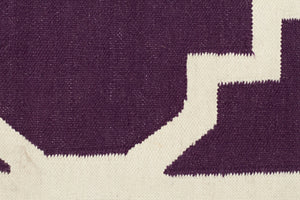 Flat Weave Large Moroccan Design Rug Aubergine - Floorsome - Modern