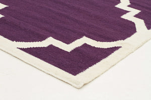 Flat Weave Large Moroccan Design Rug Aubergine - Floorsome - Modern